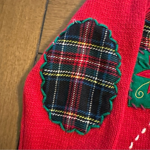 Vintage 90s Christmas Holiday Sweater Red Knit Cardigan Designers Originals P/L - Picture 6 of 10